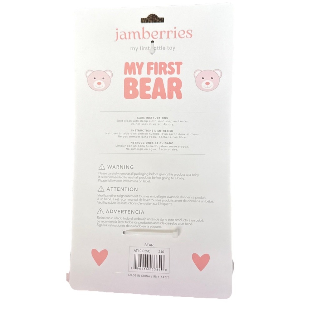 Baby My First Bear Pink 10" Lovey Rattle Plush Comfort Toy Gift Stroller Clip-On - Picture 5 of 5